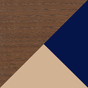 Walnut, Beige fabric & Blue PVC